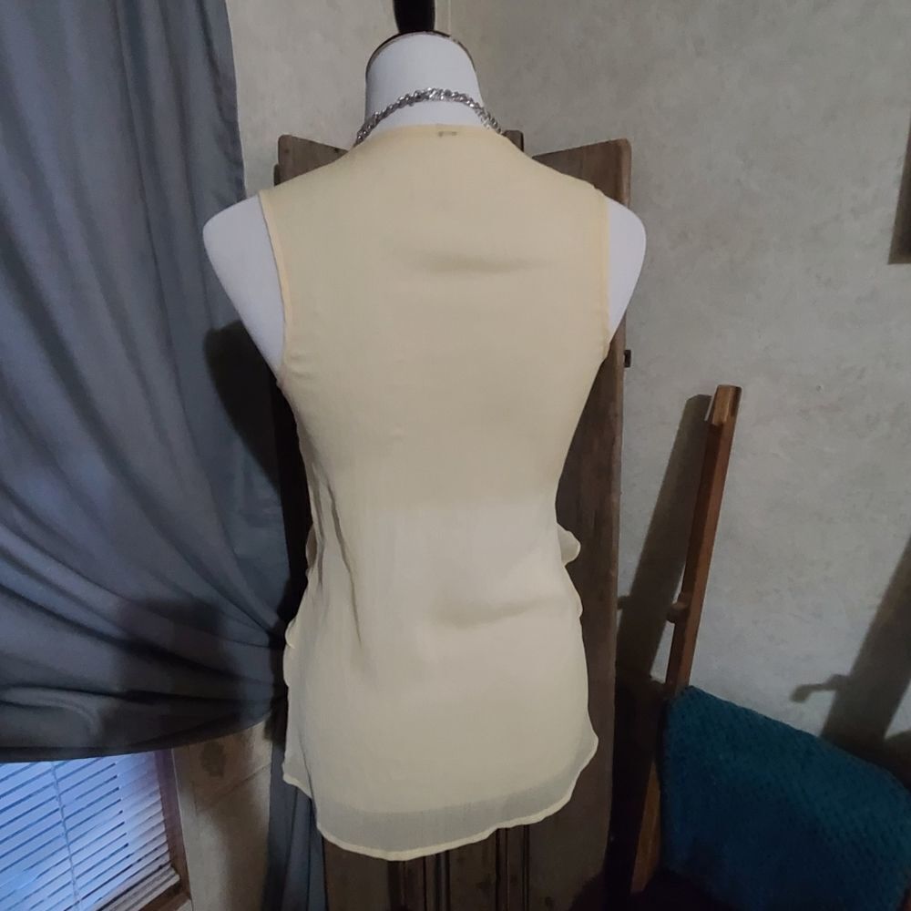 Maurices Sheer Pale Yellow Ruffle Shirt - Picture 2 of 4
